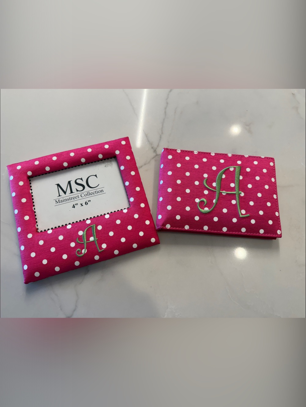 MSC Hot Pink Polka Dot Photo Frame & Photo Holder Set